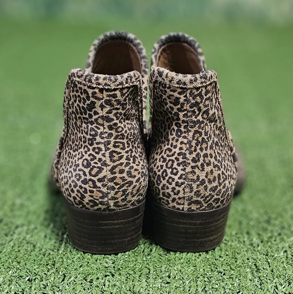 LUCKY BRAND | BALEY LEATHER LEOPARD V-CUT BOOTIES